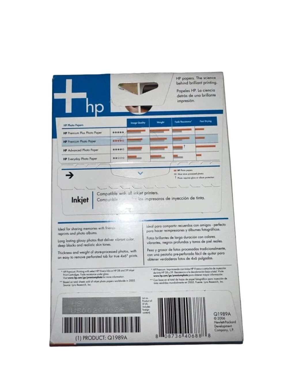 Premium HP Photo Paper Inject Glossy Card Stock 10mil 60 Sheets Print 4x6